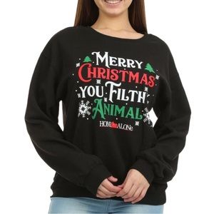 Disney Women’s ‘Merry Christmas Ya Filthy Animal’ Home Alone Sweatshirt NWT